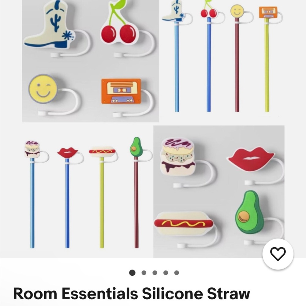 Room Essentials Silicone Straw Toppers Set